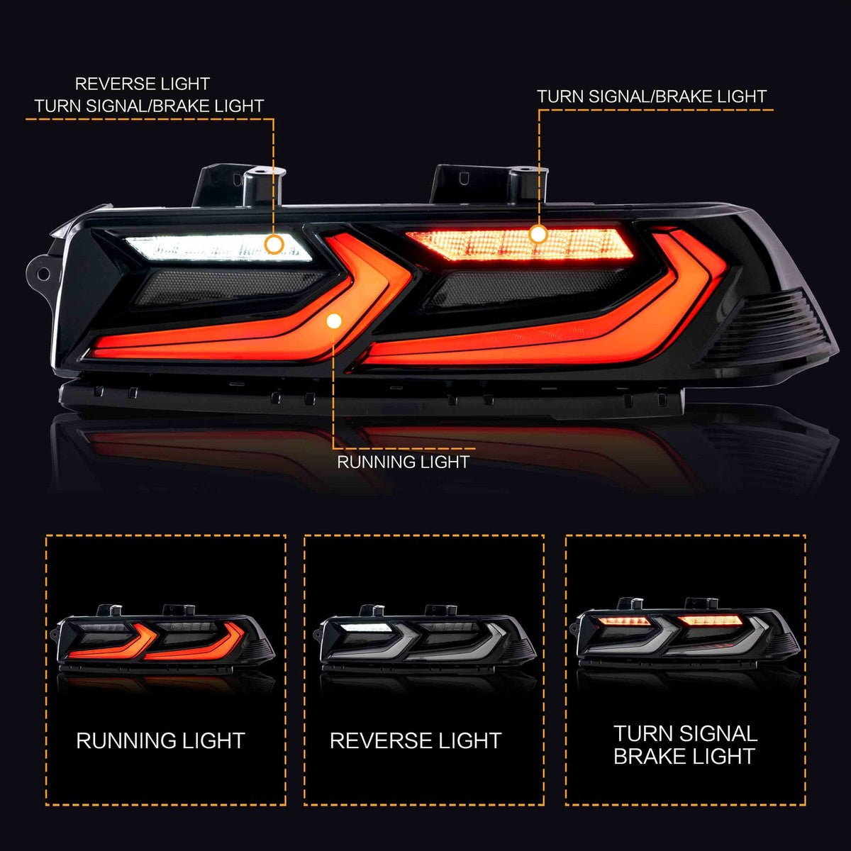 KIT FAROS Y CALAVERAS VLAND RGB CHEVROLET CAMARO 14-15